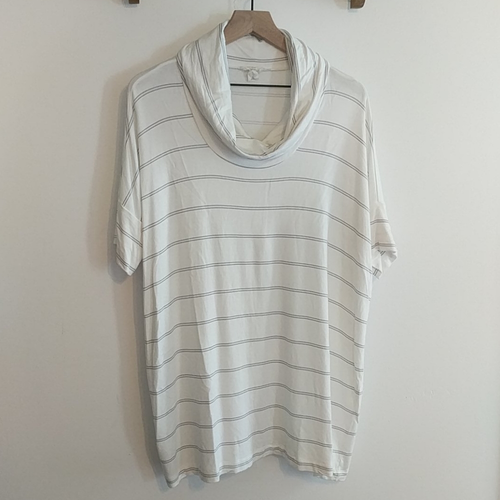 Loft Outlet Lounge Cowl Neck Striped Tunic - L *